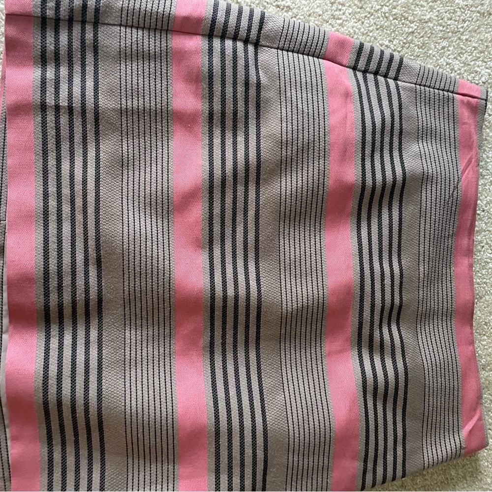 LOFT Pink and Gray Striped Pencil Skirt